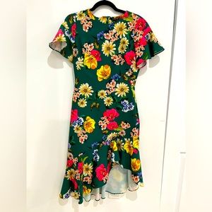 Black Halo Green Floral Spring Midi Dress Size 6